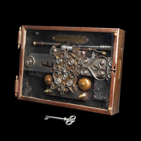 Serratura da porta in ferro e vetro con allarme. Sicilia, inizio XIX secolo