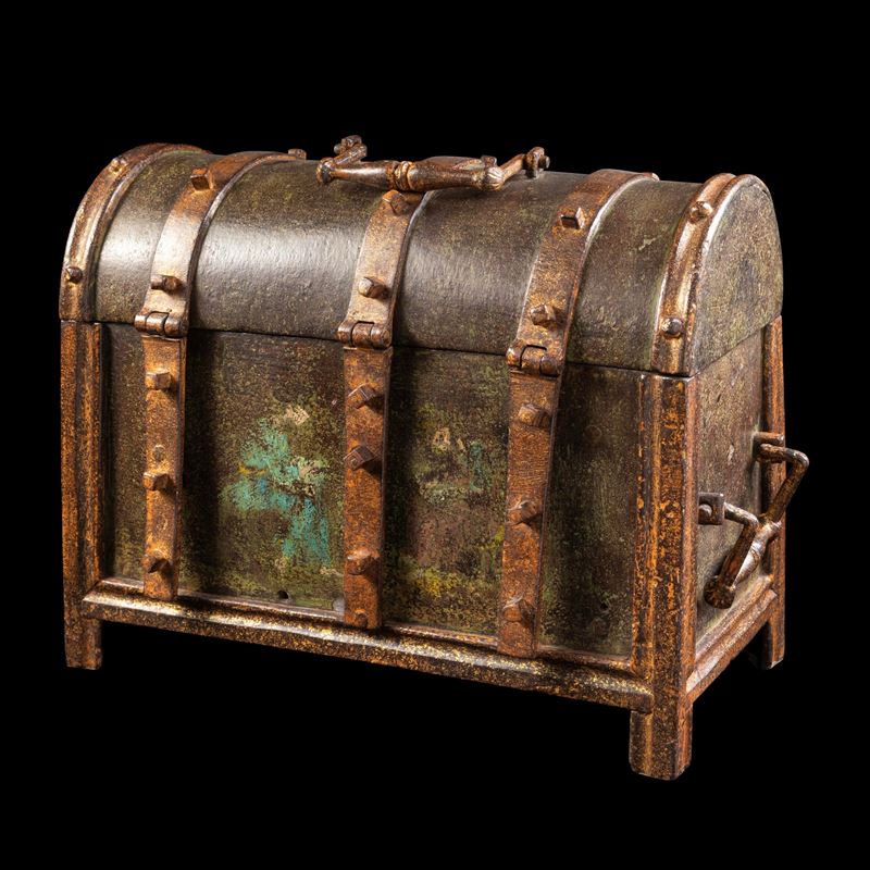 Forziere rinascimentale in ferro battuto. Francia, XVI secolo  - Auction Leopoldo Conforti Collection. Ten Centuries of Keys, Chests and Locks - Cambi Casa d'Aste