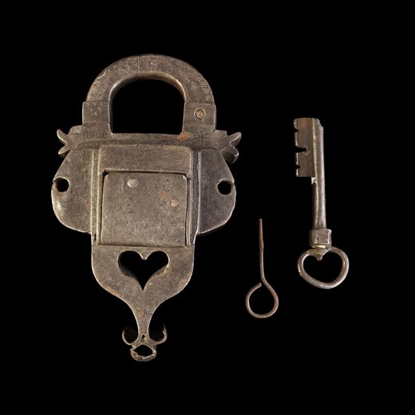 Lucchetto in ferro battuto. Germania, XVII secolo