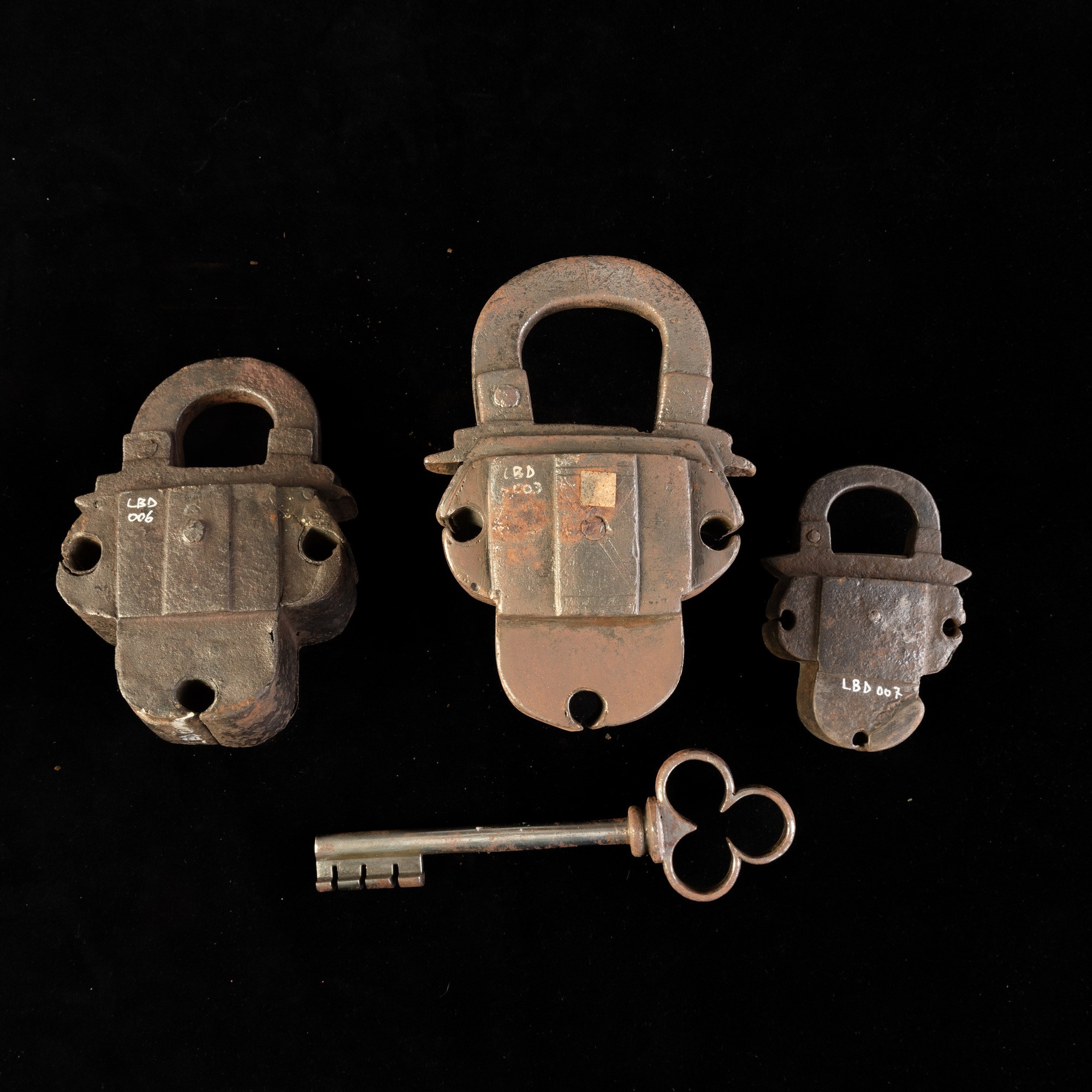 Tre lucchetti in ferro, Germania, XVII-XVIII secolo