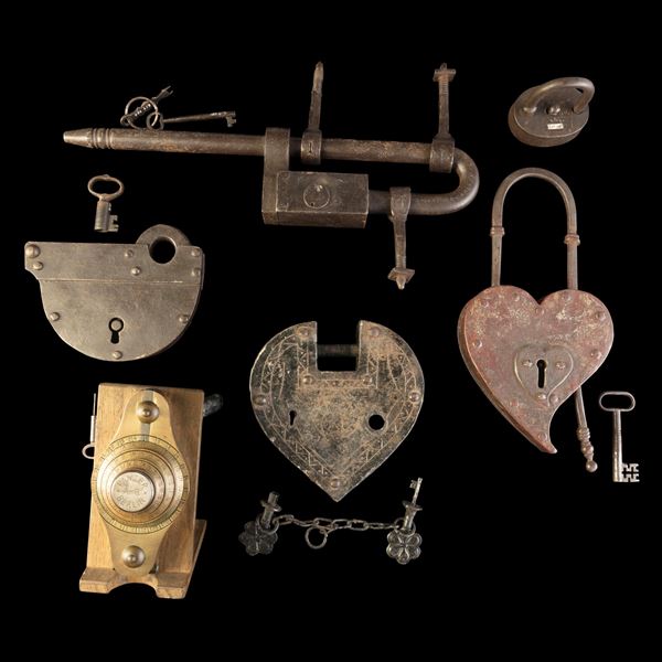 Sei lucchetti in ferro. Italia, XVIII-XX secolo