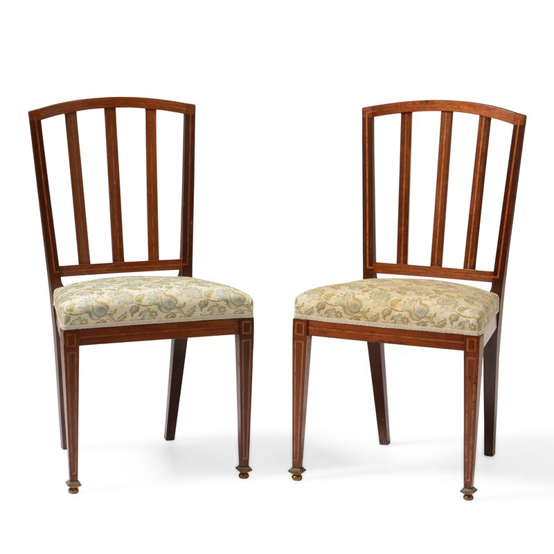 Coppia di sedie in legno filettato. XIX secolo  - Auction Antiques - Cambi Casa d'Aste