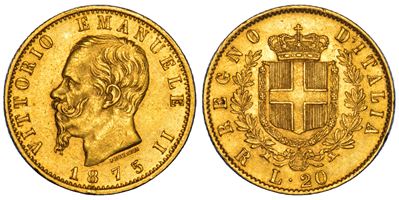 Vittorio Emanuele II di Savoia, 20 Lire 1875, Roma