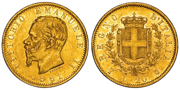 REGNO D'ITALIA. VITTORIO EMANUELE II DI SAVOIA, 1861-1878. 20 Lire 1861. Torino.