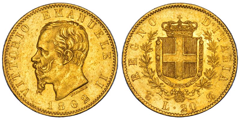 REGNO D'ITALIA. VITTORIO EMANUELE II DI SAVOIA, 1861-1878. 20 Lire 1862. Torino.  - Auction Numismatics - Cambi Casa d'Aste