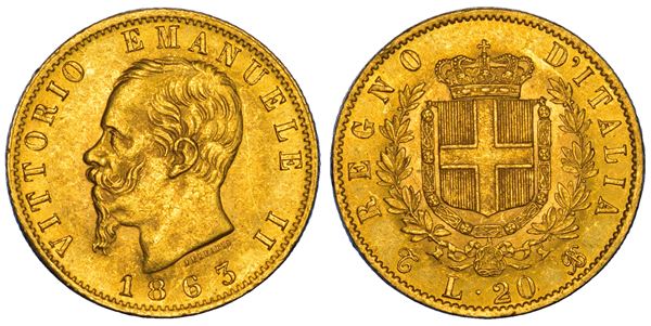 REGNO D'ITALIA. VITTORIO EMANUELE II DI SAVOIA, 1861-1878. 20 Lire 1863. Torino.