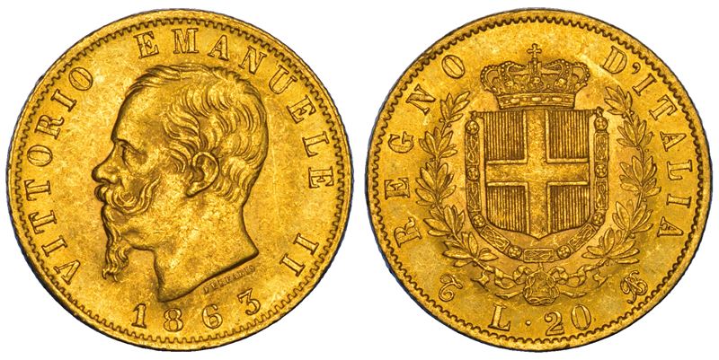 REGNO D'ITALIA. VITTORIO EMANUELE II DI SAVOIA, 1861-1878. 20 Lire 1863. Torino.  - Asta Numismatica - Cambi Casa d'Aste