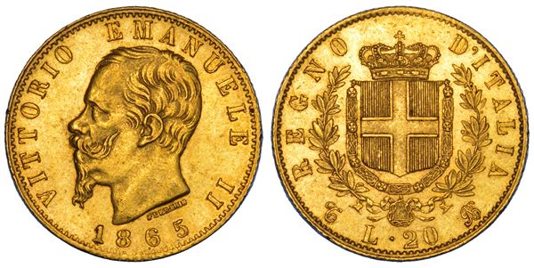 REGNO D'ITALIA. VITTORIO EMANUELE II DI SAVOIA, 1861-1878. 20 Lire 1865. Torino.
