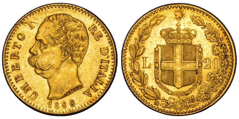 REGNO D'ITALIA. UMBERTO I DI SAVOIA, 1878-1900. 20 Lire 1888.  - Auction Numismatics - Cambi Casa d'Aste