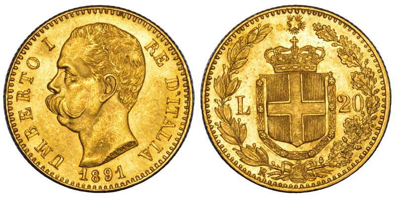REGNO D'ITALIA. UMBERTO I DI SAVOIA, 1878-1900. 20 Lire 1891.  - Asta Numismatica - Cambi Casa d'Aste