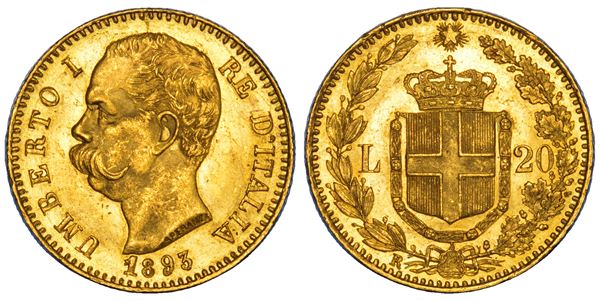 REGNO D'ITALIA. UMBERTO I DI SAVOIA, 1878-1900. 20 Lire 1893.