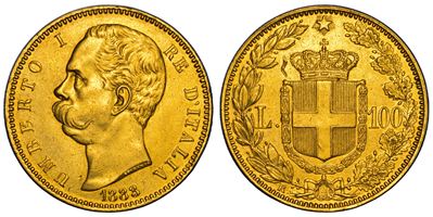 Umberto I di Savoia, Moneta da 100 Lire, 1883