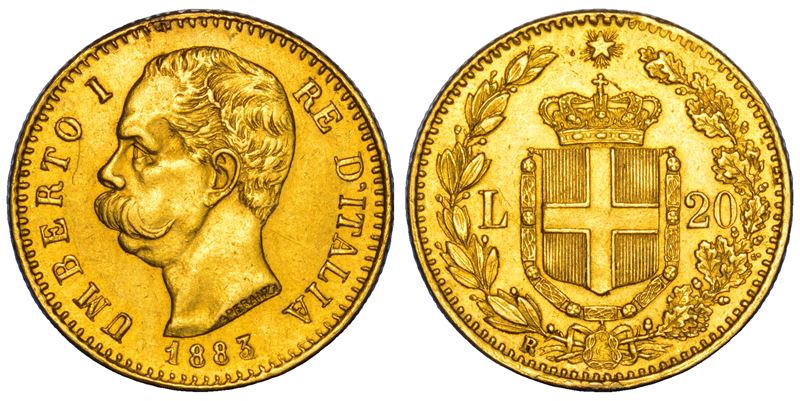 REGNO D'ITALIA. UMBERTO I DI SAVOIA, 1878-1900. 20 Lire 1883.  - Auction Numismatics - Cambi Casa d'Aste