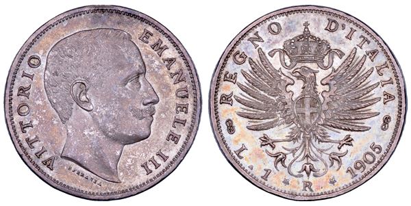 REGNO D'ITALIA. VITTORIO EMANUELE III DI SAVOIA, 1900-1946. Lira 1905.