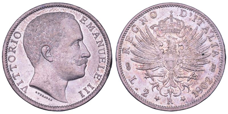 REGNO D'ITALIA. VITTORIO EMANUELE III DI SAVOIA, 1900-1946. 2 Lire 1902.  - Auction Numismatics - Cambi Casa d'Aste