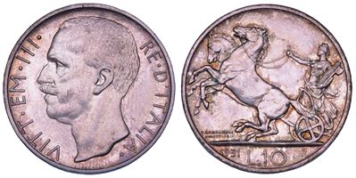 Regno d'Italia, Vittorio Emanuele III di Savoia, 10 Lire 1931, Argento