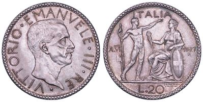 Regno d'Italia, Vittorio Emanuele III di Savoia, 20 Lire 1927/A, VI