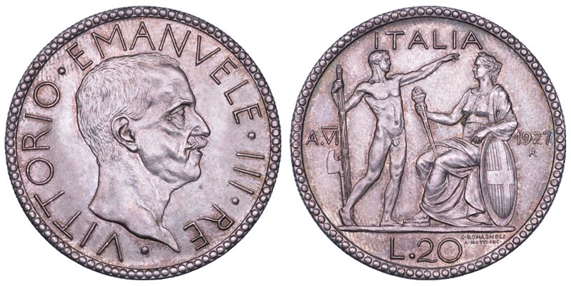 REGNO D'ITALIA. VITTORIO EMANUELE III DI SAVOIA, 1900-1946. 20 Lire 1927/A. VI.  - Asta Numismatica - Cambi Casa d'Aste
