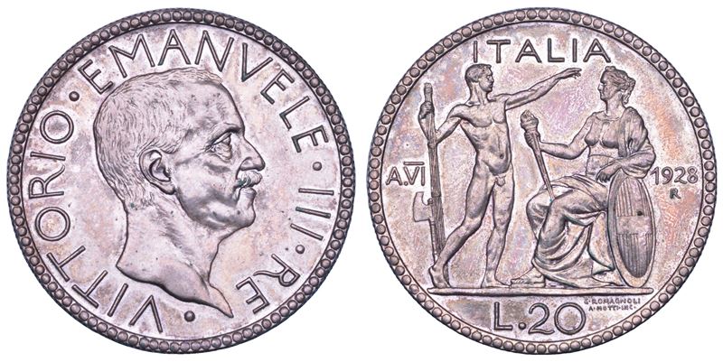 REGNO D'ITALIA. VITTORIO EMANUELE III DI SAVOIA, 1900-1946. 20 Lire 1928/A. VI.  - Auction Numismatics - Cambi Casa d'Aste