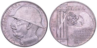 VITTORIO EMANUELE III DI SAVOIA, 20 Lire 1928/A. VI, Moneta in Argento