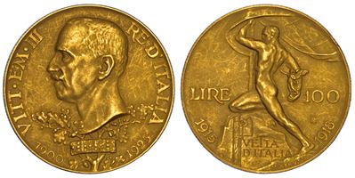 REGNO D'ITALIA, Vittorio Emanuele III di Savoia, 100 Lire 1925, Oro