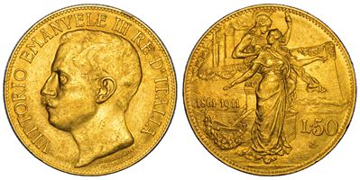 Vittorio Emanuele III di Savoia, 50 Lire 1911, Cinquantenario