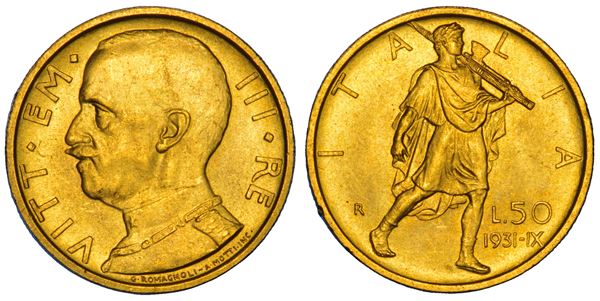 REGNO D'ITALIA. VITTORIO EMANUELE III DI SAVOIA, 1900-1946. 50 lire 1931/A. IX.