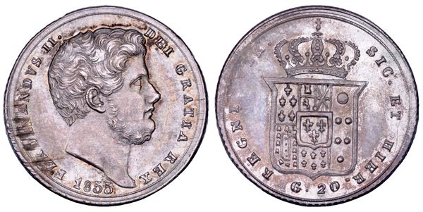 NAPOLI. FERDINANDO II DI BORBONE, 1830-1859. Tarì da 20 Grana 1855.