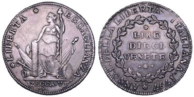 Moneta, Venezia. Governo Provvisorio o municipalità provvisoria, 10 Lire 1797 (I tipo)