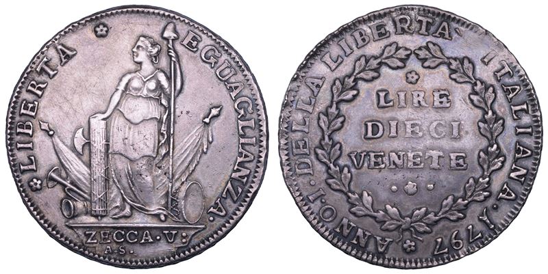 VENEZIA. GOVERNO PROVVISORIO O MUNICIPALITA’ PROVVISORIA, 1797-1798. 10 Lire 1797 (I tipo).  - Asta Numismatica - Cambi Casa d'Aste