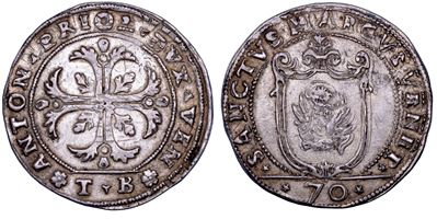 Antonio Priuli, Mezzo scudo della croce da 70 soldi, Venezia 1618-1623
