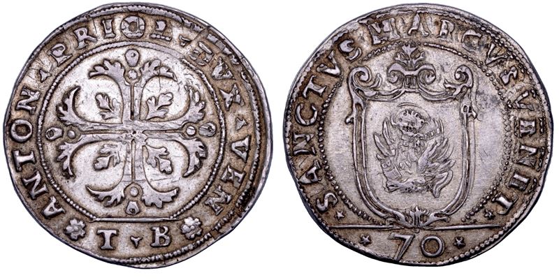 VENEZIA. ANTONIO PRIULI, 1618-1623. Mezzo scudo della croce da 70 soldi. Sigle TB.  - Asta Numismatica - Cambi Casa d'Aste