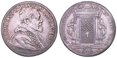 STATO PONTIFICIO. CLEMENTE X, Piastra del Giubileo 1675, argento, 31,95 g, diam. 44,45 mm