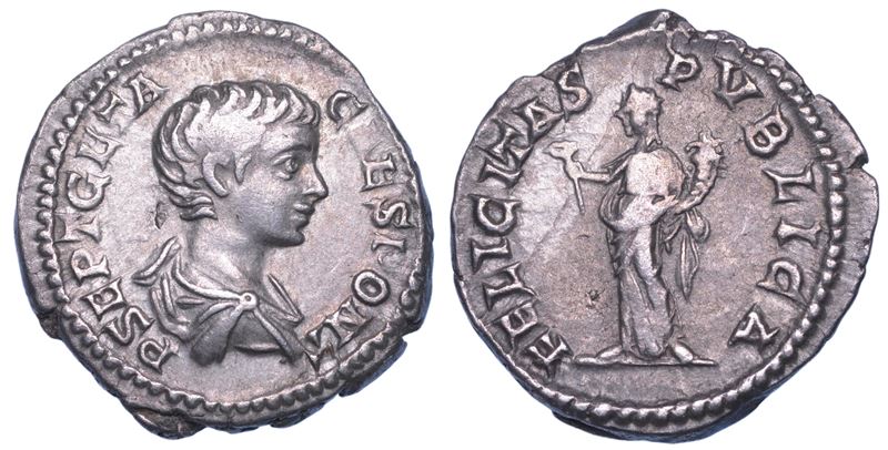 SHIPPING ONLY IN ITALY. GETA (Cesare), 198-209. Denario, 200-205. Roma.  - Asta Numismatica Light - Cambi Casa d'Aste