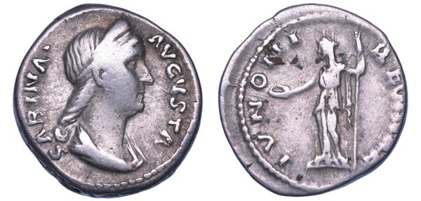 SHIPPING ONLY IN ITALY. SABINA (moglie di Adriano), 117-136. Denario, 126-137.
