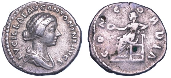SHIPPING ONLY IN ITALY. LUCILLA (Moglie di Lucio Vero), 164-182. Denario. Roma.
