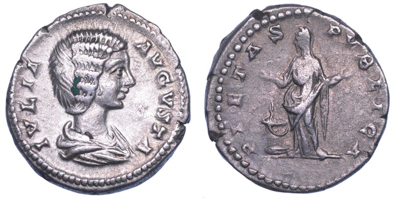 SHIPPING ONLY IN ITALY. GIULIA DOMNA (moglie di Settimio Severo), 193-217. Denario, anno 203. Roma.  - Auction Light Numismatics - Cambi Casa d'Aste