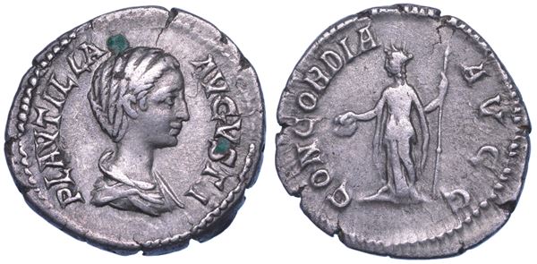 SHIPPING ONLY IN ITALY. PLAUTILLA (moglie di Caracalla), 202-205. Denario.