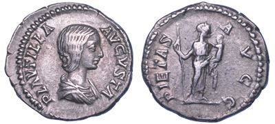 Plautilla (moglie di Caracalla), Denario romano, Roma (202–205 d.C.)