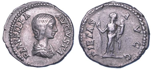 SHIPPING ONLY IN ITALY. PLAUTILLA (moglie di Caracalla), 202-205. Denario. Roma.