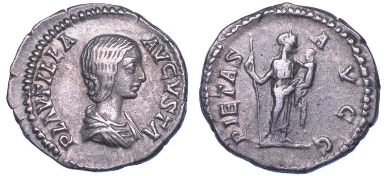 SHIPPING ONLY IN ITALY. PLAUTILLA (moglie di Caracalla), 202-205. Denario. Roma.  - Auction Light Numismatics - Cambi Casa d'Aste