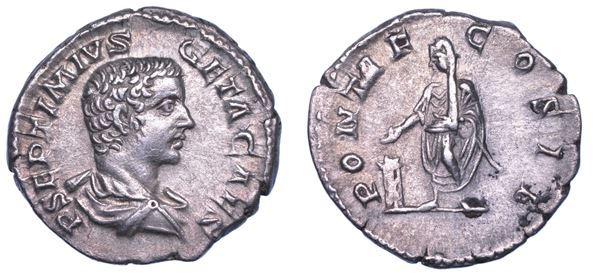 SHIPPING ONLY IN ITALY. GETA (Cesare), 198-209. Denario. Roma.