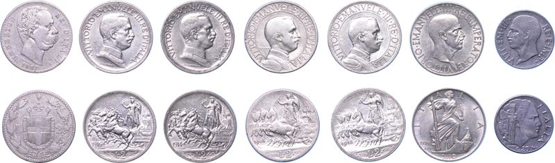 REGNO D’ITALIA. Lotto di sette monete.  - Auction Light Numismatics - Cambi Casa d'Aste