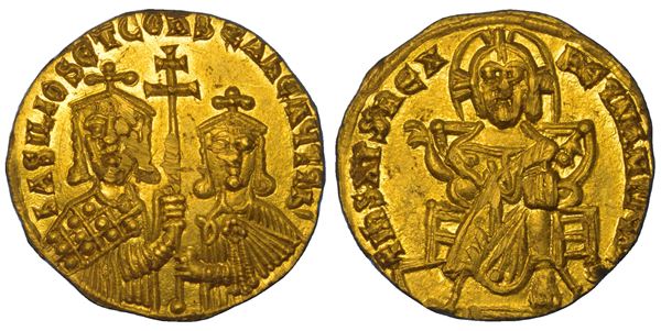 BASILIO I e COSTANTINO, 867-886.   Solido. Costantinopoli.
