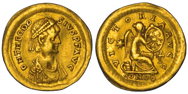 TEODOSIO II, 402-450. Semisse. Costantinopoli.