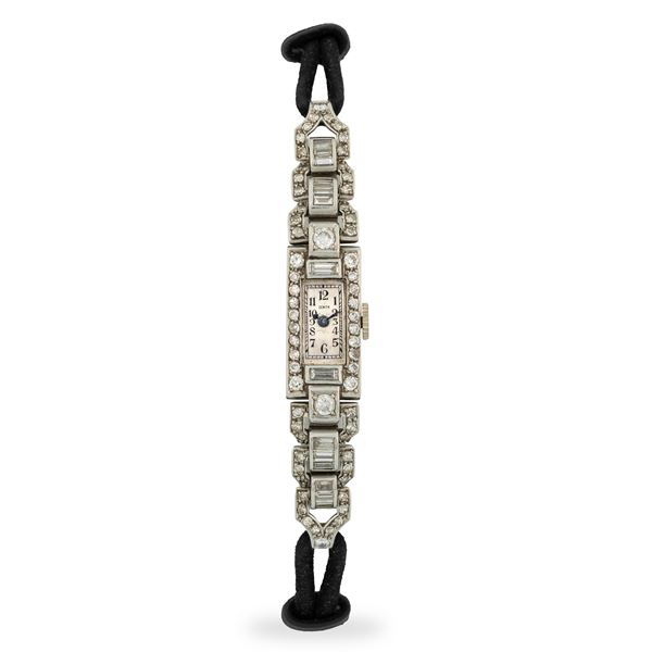 Zenith - Cocktail Watch in platino e diamanti con cassa decorata, quadrante argentè, circa 1920