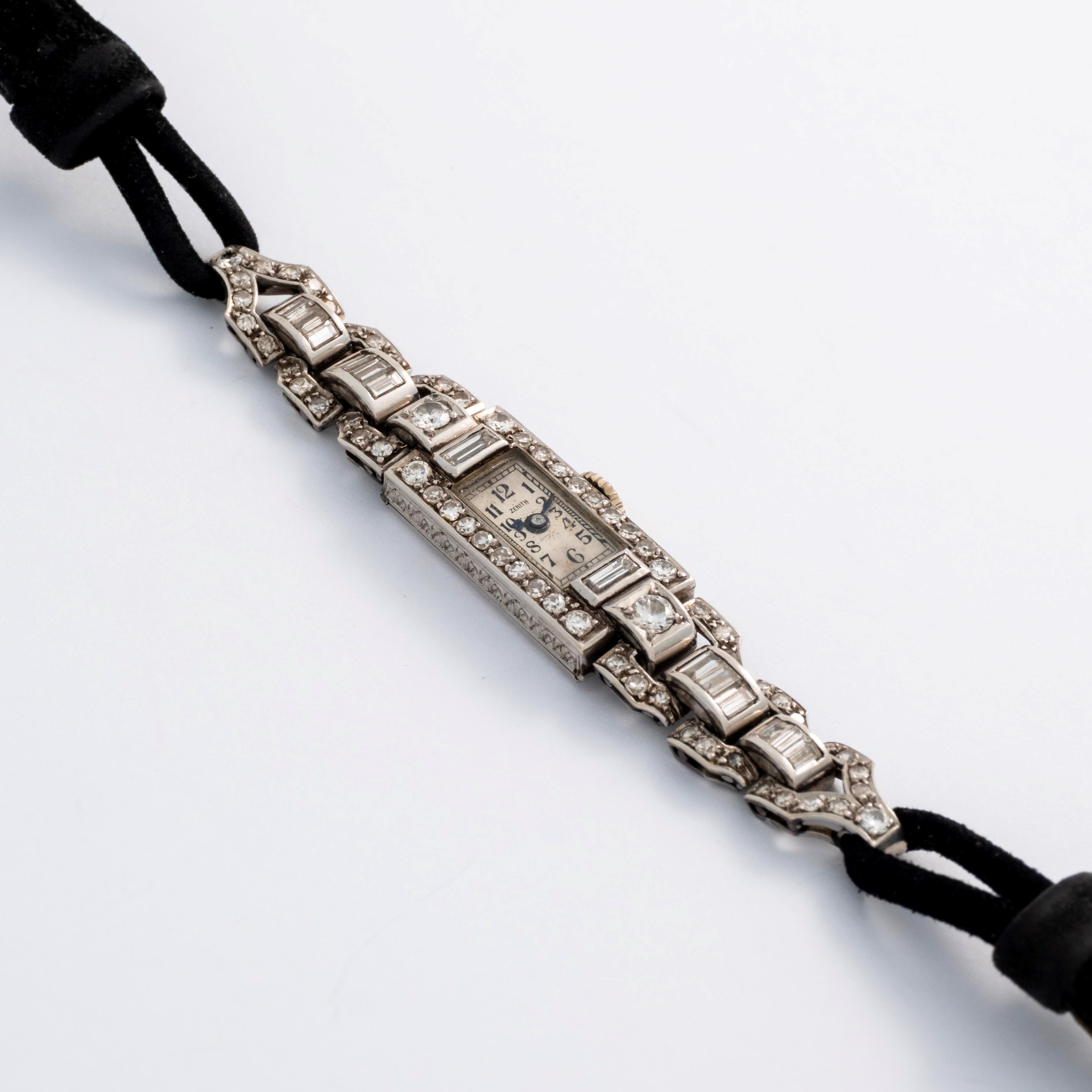 Zenith - Cocktail Watch in platino e diamanti, cassa decorata (circa 1920)