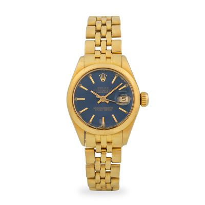 Lady-Datejust ref. 6916 in oro giallo 18k con quadrante blu e datario