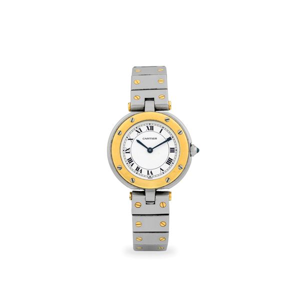 Santos Ronde Vendome ref. 8191 in acciaio e oro 18k, quadrante bianco con numeri Romani, circa 1990