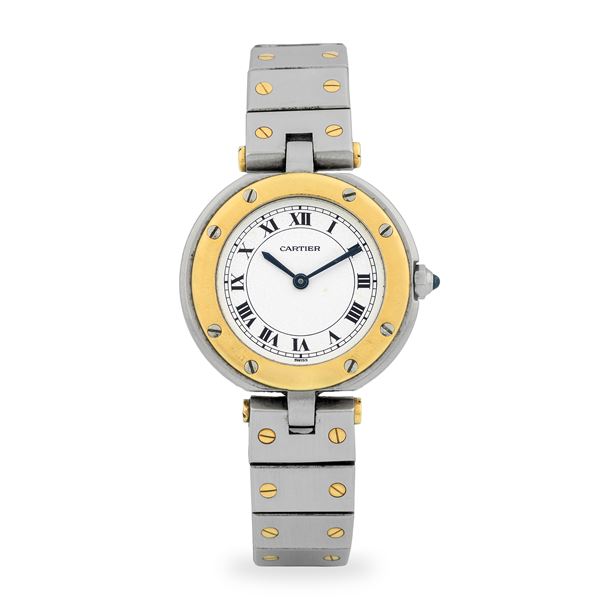 Cartier - Santos Ronde Vendome ref. 8191 in acciaio e oro 18k, quadrante bianco con numeri Romani, circa 1990